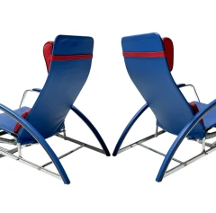 Pair of Grand Repos Lounge Chairs with Stools by Jean Prouvé Tecta , 1980s